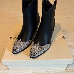 NIB Black and Silver Rhinestone NIB Women's Ankle Boots